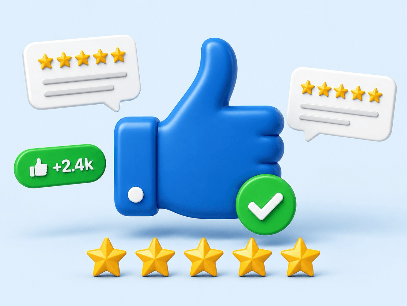 Joinha, estrelas e avaliações — transparência e feedback de clientes