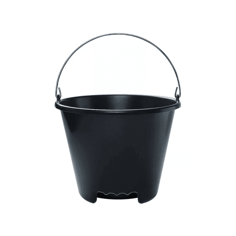 Balde plástico reforçado com medidor interno 12 litros preto